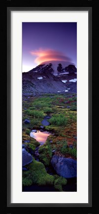 Framed Clouds over a snowcapped mountain, Mt Rainier, Washington State, USA Print
