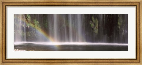 Framed Rainbow formed in front of waterfall in a forest, California, USA Print