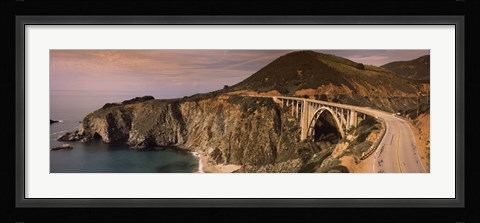 Framed Bridge on a hill, Bixby Bridge, Big Sur, California, USA Print