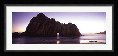 Framed Silhouette of a cliff on the beach, Pfeiffer Beach, Big Sur, California, USA Print