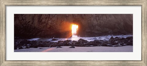 Framed Rock formation on the beach, Pfeiffer Beach, Big Sur, California Print