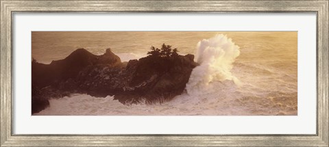 Framed High angle view of waves breaking at the coast, Big Sur, California, USA Print