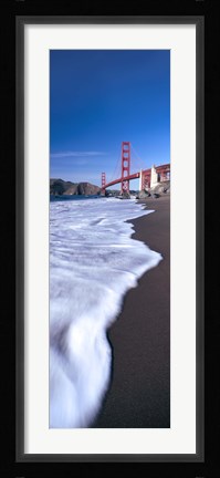 Framed Water surf under a suspension bridge, Golden Gate Bridge, San Francisco Bay, San Francisco, California, USA Print