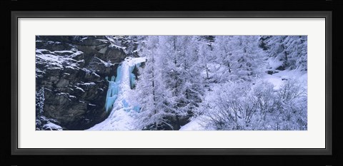 Framed High angle view of a frozen waterfall, Valais Canton, Switzerland Print