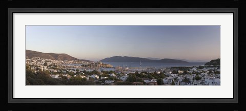 Framed High angle view of a town, The Castle of San Pedro, Bodrum, Aegean Sea, Turkey Print