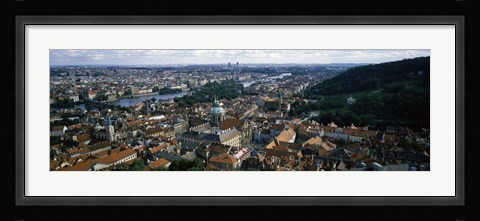 Framed Aerial view of Prague, Czech Republic Print