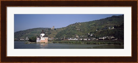 Framed Castle at the waterfront, Pfalz Castle, Rhine River, Kaub, Koblenz, Rhineland-Palatinate, Germany Print