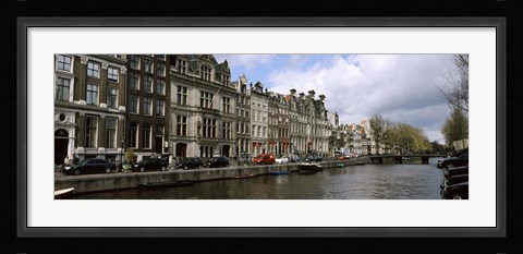 Framed Cars Parked along a Canal, Amsterdam, Netherlands Print