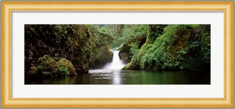 Framed Waterfall in a forest, Punch Bowl Falls, Eagle Creek, Hood River County, Oregon, USA Print