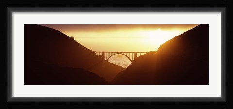 Framed Silhouette of a bridge at sunset, Bixby Bridge, Big Sur, California (horizontal) Print