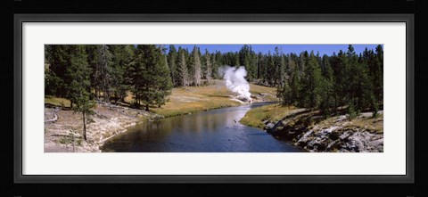 Framed Geothermal vent on a riverbank, Yellowstone National Park, Wyoming, USA Print