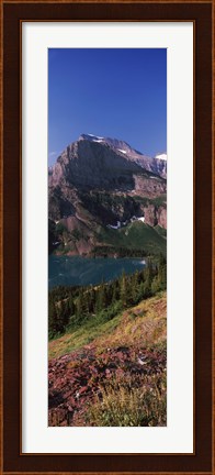 Framed Lake near a mountain, US Glacier National Park, Montana, USA Print