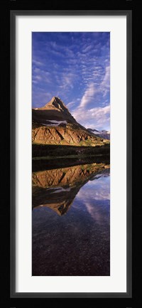 Framed Reflection of a mountain in a lake, Alpine Lake, US Glacier National Park, Montana, USA Print