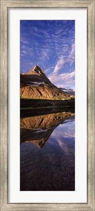 Framed Reflection of a mountain in a lake, Alpine Lake, US Glacier National Park, Montana, USA Print