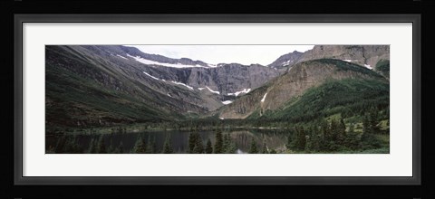 Framed Lake surrounded with mountains, Mountain Lake, US Glacier National Park, Montana, USA Print
