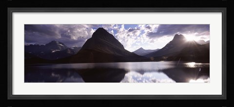 Framed Swiftcurrent Lake, Many Glacier, US Glacier National Park, Montana (cloudy sky) Print