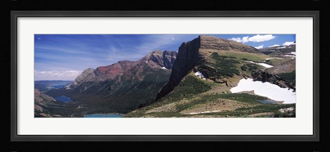 Framed Lake surrounded with mountains, Alpine Lake, US Glacier National Park, Montana Print