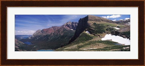Framed Lake surrounded with mountains, Alpine Lake, US Glacier National Park, Montana Print