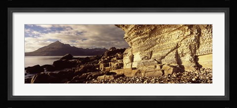 Framed Rock formations on an island, Elgol, Isle Of Skye, Inner Hebrides, Scotland Print