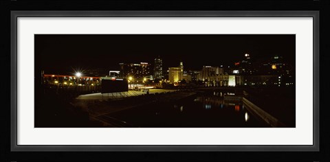 Framed City lit up at night, Cape Town, Western Cape Province, South Africa Print