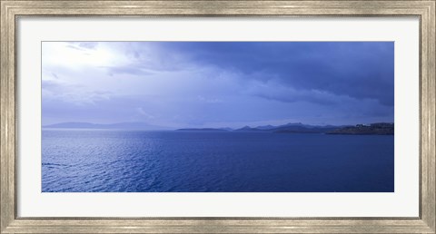 Framed Rain storm in the sea, Bodrum, Mugla Province, Aegean Region, Turkey Print