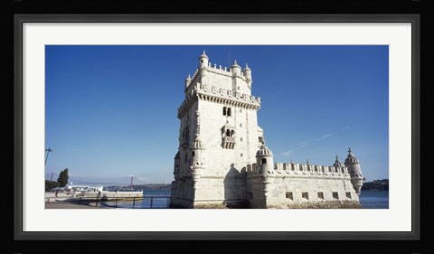 Framed Tower at the riverbank, Belem Tower, Lisbon, Portugal Print