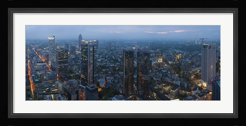 Framed Aerial view of a city, Frankfurt, Hesse, Germany Print