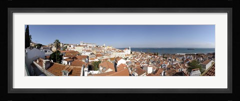 Framed High angle view of a city, Sao Vicente da Fora, Largo das Portas do Sol, Alfama, Lisbon, Portugal Print