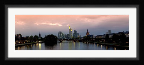 Framed Reflection of buildings in water, Main River, Frankfurt, Hesse, Germany 2010 Print