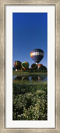 Framed Reflection of hot air balloons in a lake, Hot Air Balloon Rodeo, Steamboat Springs, Colorado, USA Print