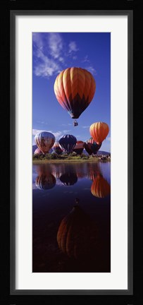 Framed Reflection of Hot Air Balloons, Hot Air Balloon Rodeo, Steamboat Springs, Routt County, Colorado, USA Print