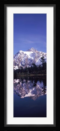 Framed Reflection of Mt Shuksan, Picture Lake, North Cascades National Park, Washington State (vertical) Print