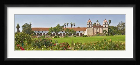 Framed Garden in front of a mission, Mission Santa Barbara, Santa Barbara, Santa Barbara County, California, USA Print