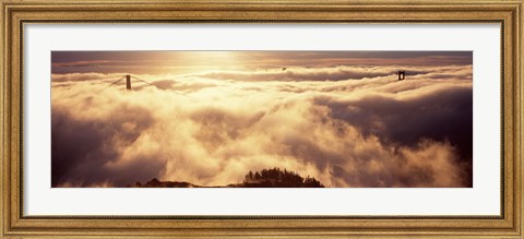 Framed Golden Gate Bridge Peaking through the fog, San Francisco, California Print
