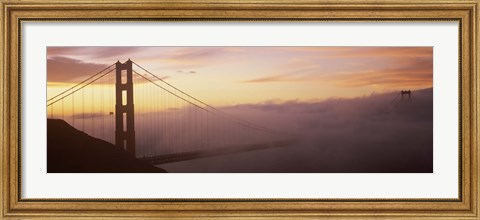 Framed Golden Gate Bridge covered with fog, San Francisco, California Print