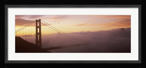 Framed Golden Gate Bridge covered with fog, San Francisco, California Print