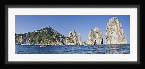 Framed Rock formations in the sea, Faraglioni, Capri, Naples, Campania, Italy Print