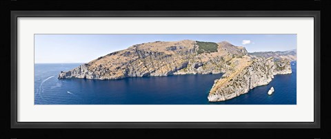 Framed Island in the sea, Punta Campanella, Bay of Ieranto, Capri, Naples, Campania, Italy Print
