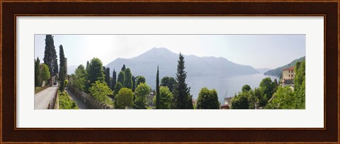 Framed Trees with a lake in background, Lake Como, Villa Passalacqua, Moltrasio, Como, Lombardy, Italy Print