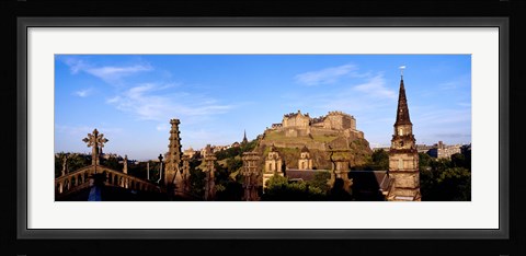 Framed Castle viewed from St. John's Church, Edinburgh Castle, Edinburgh, Scotland Print
