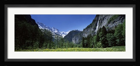 Framed Waterfall in a forest, Berne Canton, Switzerland Print