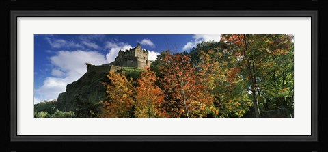 Framed Castle viewed through a garden, Edinburgh Castle, Edinburgh, Scotland Print