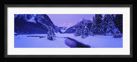 Framed Lake in winter with mountains in the background, Lake Louise, Banff National Park, Alberta, Canada Print