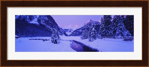 Framed Lake in winter with mountains in the background, Lake Louise, Banff National Park, Alberta, Canada Print