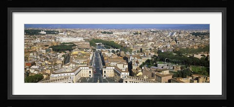 Framed Overview of the historic centre of Rome from the dome of St. Peter's Basilica, Vatican City, Rome, Lazio, Italy Print