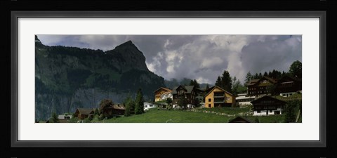Framed Buildings in a village, Engelberg, Obwalden Canton, Switzerland Print