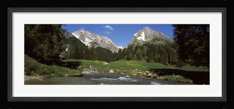 Framed Stream flowing through a forest, Mt Santis, Mt Altmann, Appenzell Alps, St Gallen Canton, Switzerland Print