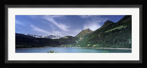 Framed Mountains at the lakeside, Lungerersee, Lungern, Obwalden Canton, Switzerland Print