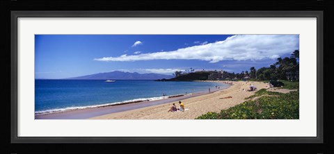 Framed Tourists on the beach, Maui, Hawaii, USA Print