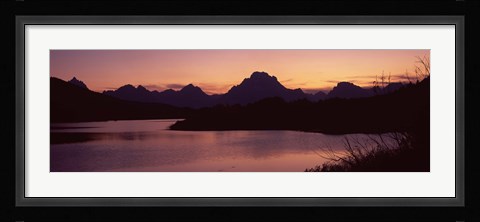 Framed River passing by a mountain range, Oxbow Bend, Snake River, Grand Teton National Park, Teton County, Wyoming, USA Print